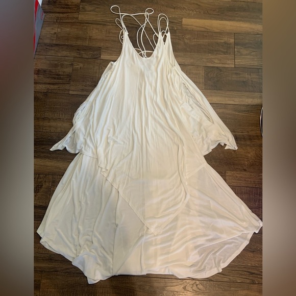 Free people beach white criss cross star fall maxi dress Xs 149$ whismy formal - Picture 6 of 6